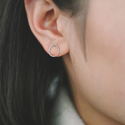 10pcs Gold/ Silver Circle Ear Posts 10mm, 18K Gold/ Rhodium plated Brass, Geometric Ring Stud Earrings (#GB-939)