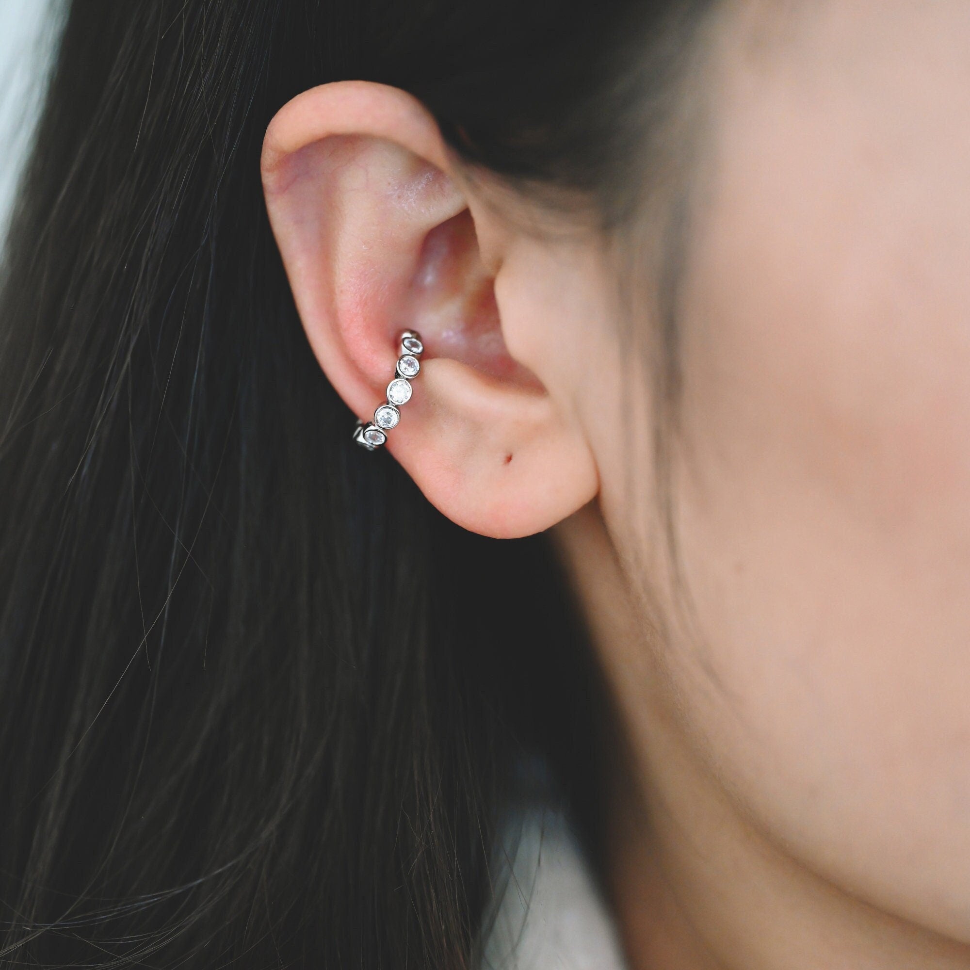 10pcs Cubic Zirconia Adjustable Gold Ear Cuffs, Gold/ Rhodium plated Brass Earwire Earring Clips (GB-1335)