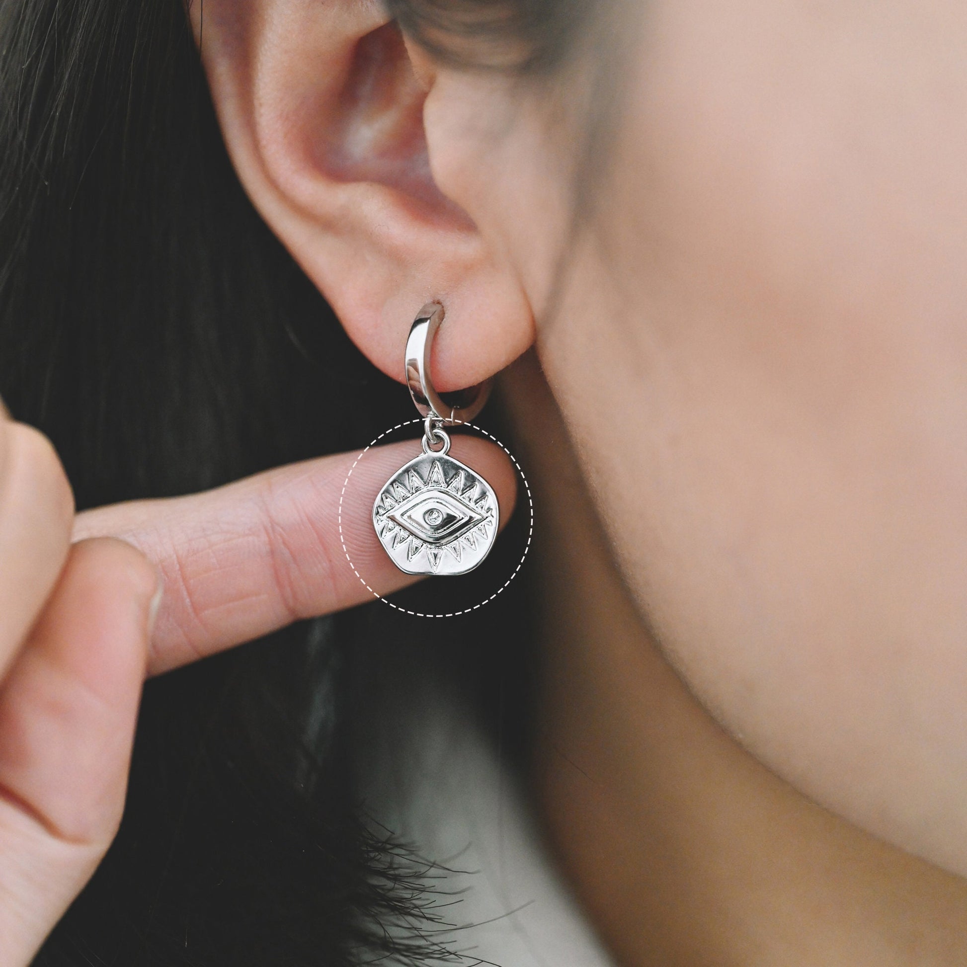 4pcs Gold/ Silver Textured Evil Eye Charms 15.5x13.5mm, 18K Gold/ Rhodium plated Brass, Evil Eye Pendants (GB-4085-B)