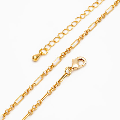 Gold Figaro Chain Necklace, Finished Bracelet/ Anklet/ Necklace with Adjustable Extender, Ready to Wear (#LK-235-1)