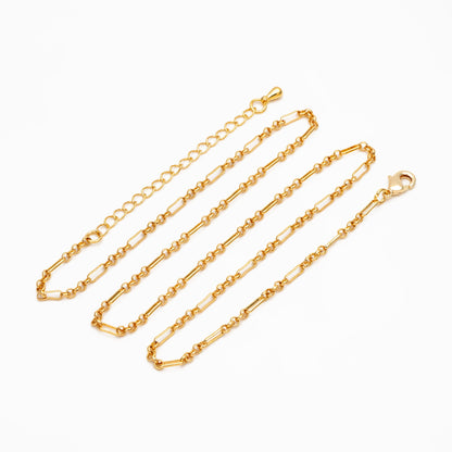 Gold Figaro Chain Necklace, Finished Bracelet/ Anklet/ Necklace with Adjustable Extender, Ready to Wear (#LK-235-1)