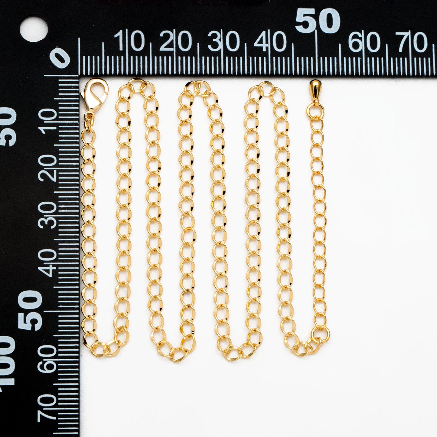 Gold Curb Chains 3mm, Finished Bracelet/ Anklet/ Necklace with Extender Chain, Ready to Wear (#LK-277)