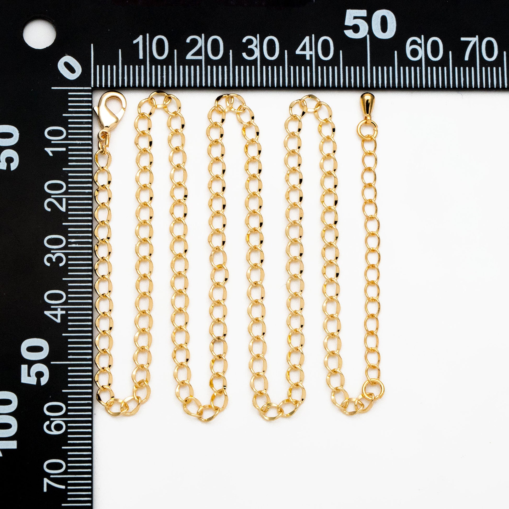 Gold Curb Chains 3mm, Finished Bracelet/ Anklet/ Necklace with Extender Chain, Ready to Wear (#LK-277)