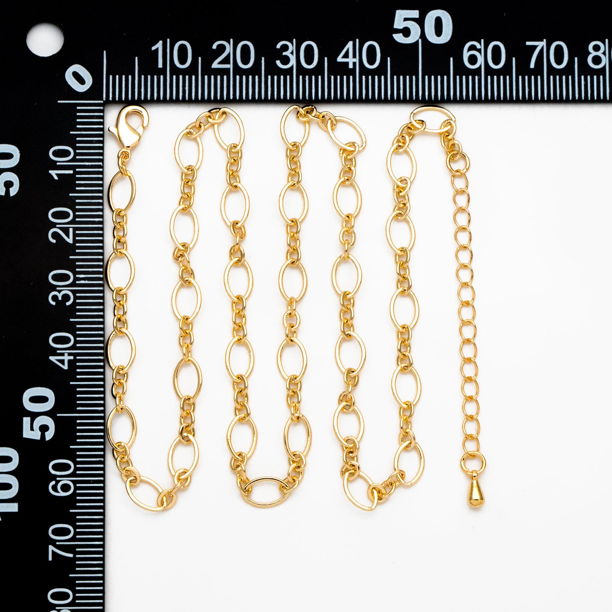 Dainty Gold Oval Link Chains, Finished Bracelet/ Anklet/ Necklace with Extender Chain, Ready to Wear (#LK-286)