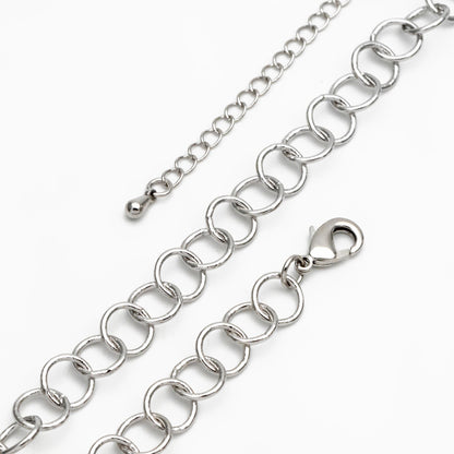 Gold/ Silver/ Rose Gold Circle Link Chains 8mm, Finished Bracelet/ Anklet/ Necklace with Extender Chain, Ready to Wear (#LK-413)