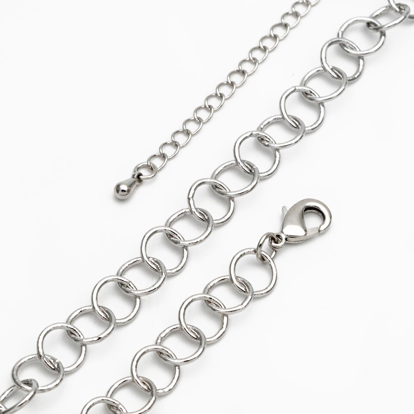 Gold/ Silver/ Rose Gold Circle Link Chains 8mm, Finished Bracelet/ Anklet/ Necklace with Extender Chain, Ready to Wear (#LK-413)