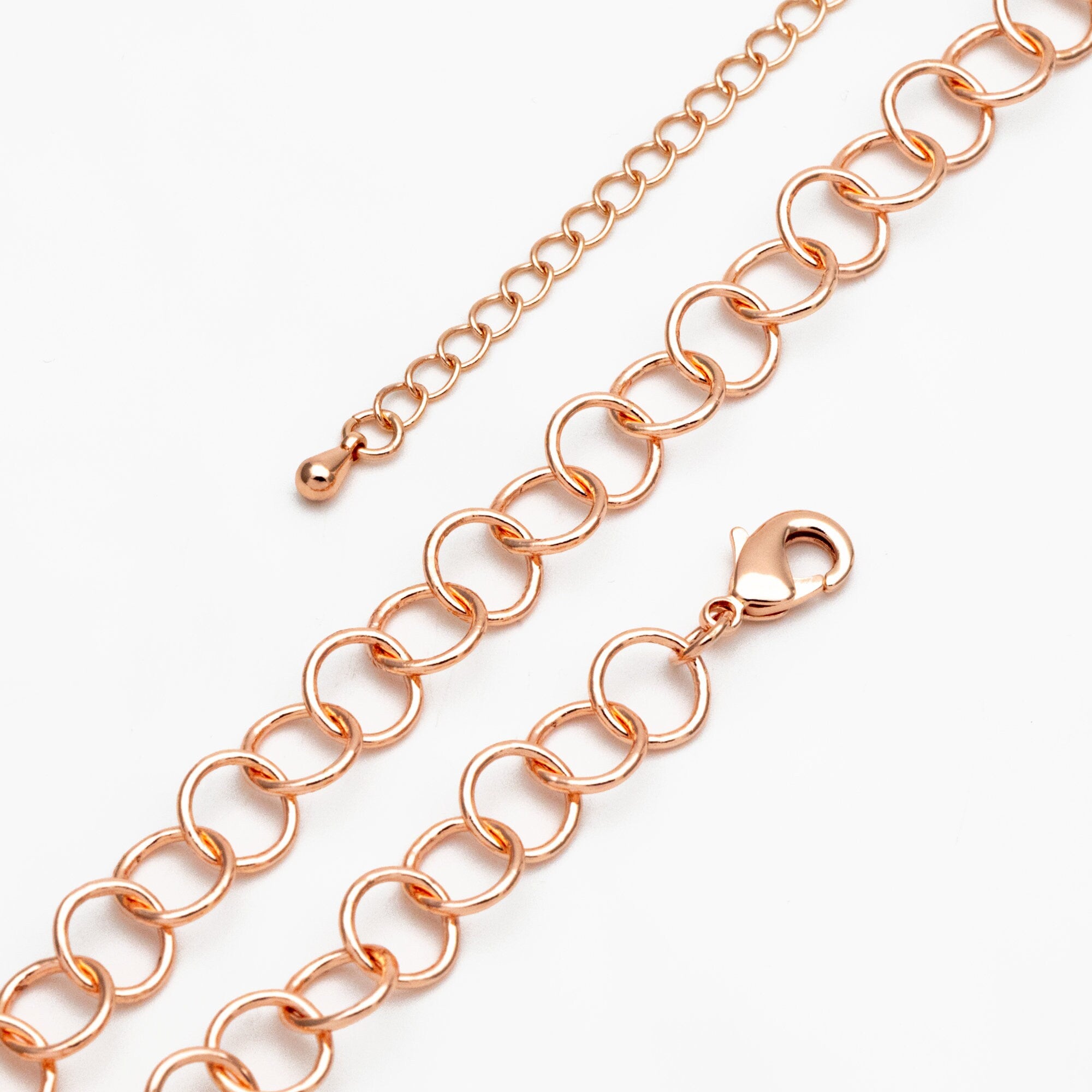Gold/ Silver/ Rose Gold Circle Link Chains 8mm, Finished Bracelet/ Anklet/ Necklace with Extender Chain, Ready to Wear (#LK-413)