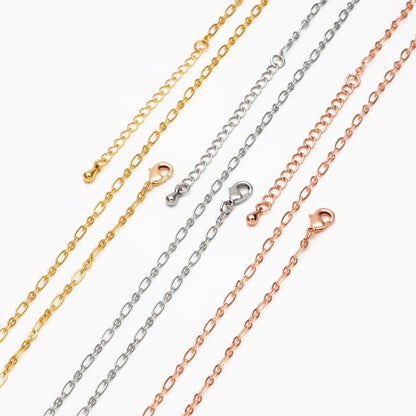 Gold/ Silver/ Rose Gold Oval Cable Chains 2.4mm, Finished Bracelet/ Anklet/ Necklace with Extender Chain, Ready to Wear (#LK-285)