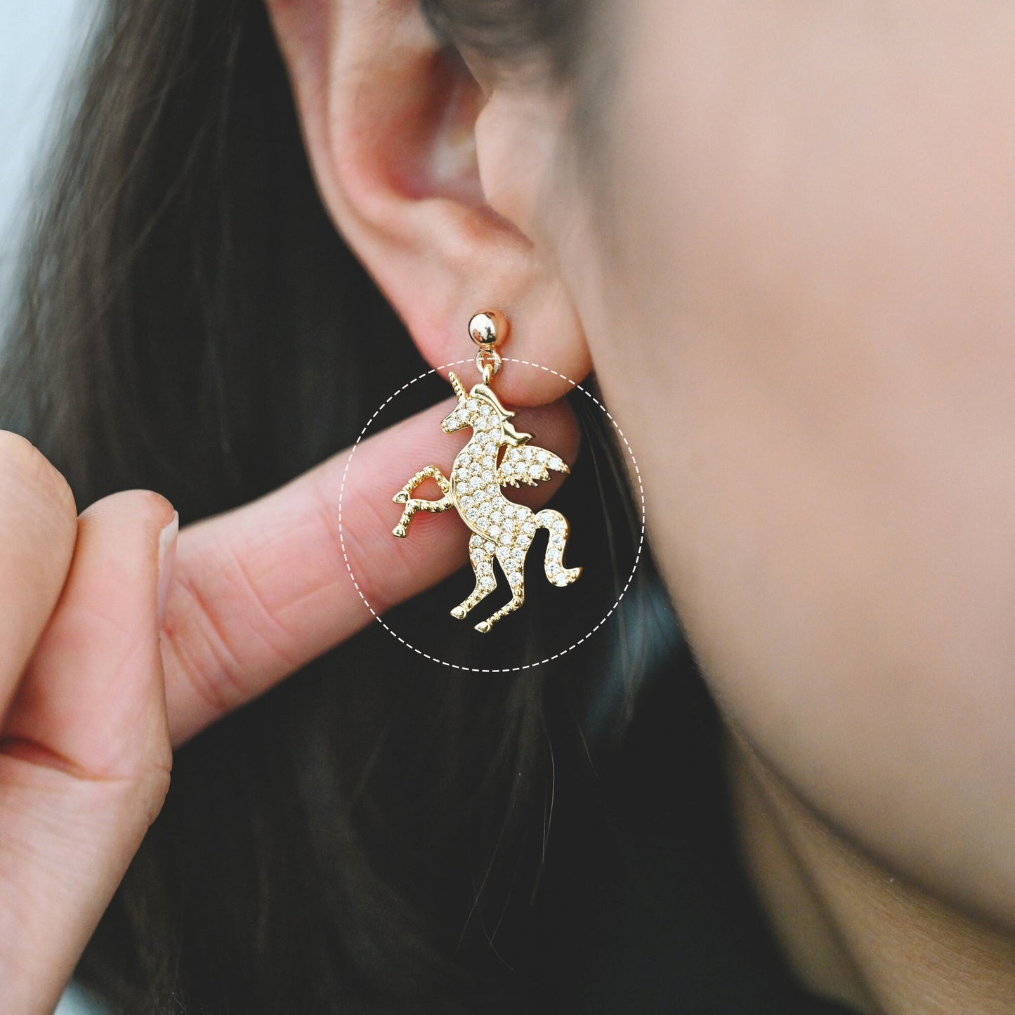 4pcs CZ pave Gold Unicorn Charm Pendants, Two Sizes 27x19mm (#GB-730-A)