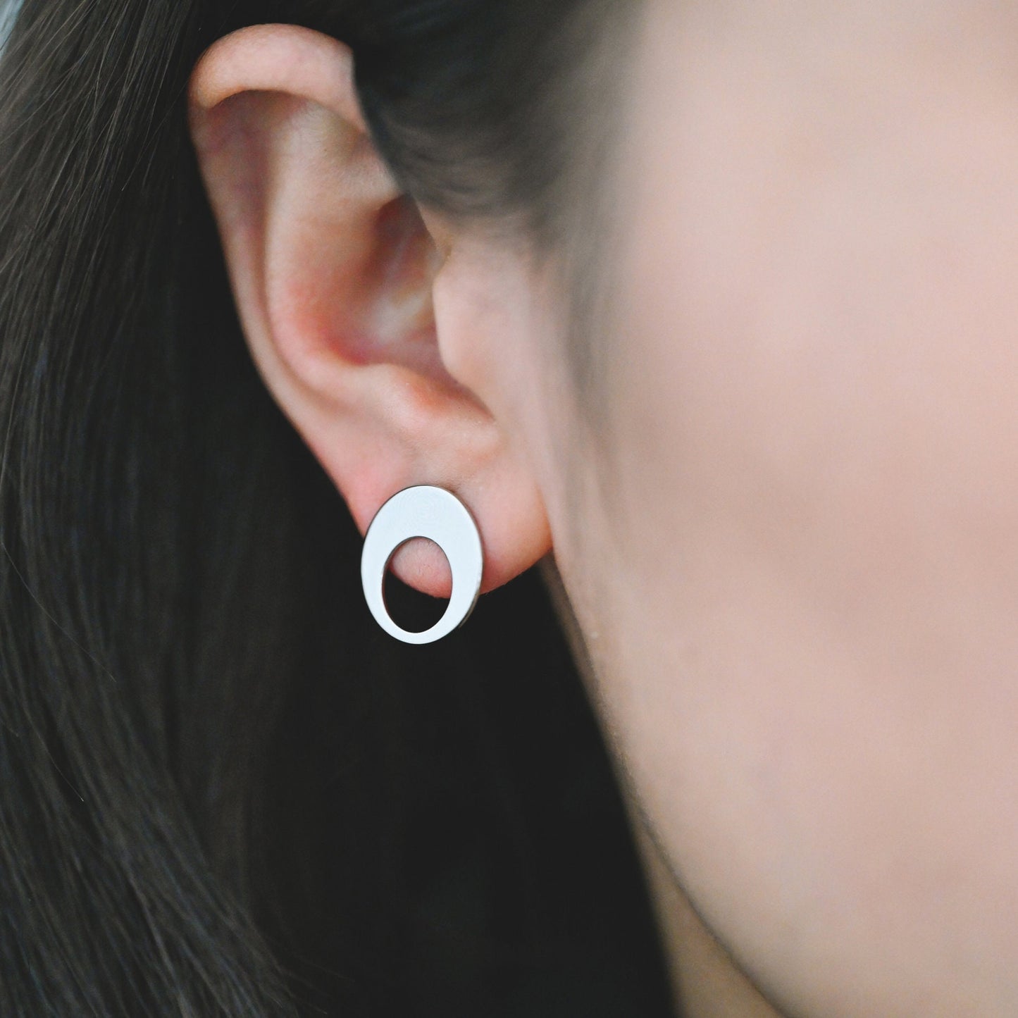 10pcs Silver tone Round Circle Ear Posts 15mm, Rhodium plated Brass, Geometric Loop Stud Earrings (GB-965)