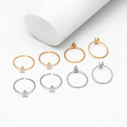 4pcs CZ Pave Gold/ Silver Teardrop Ring, Dainty Ring, Thin Ring, Everyday Ring (#GB-4184)