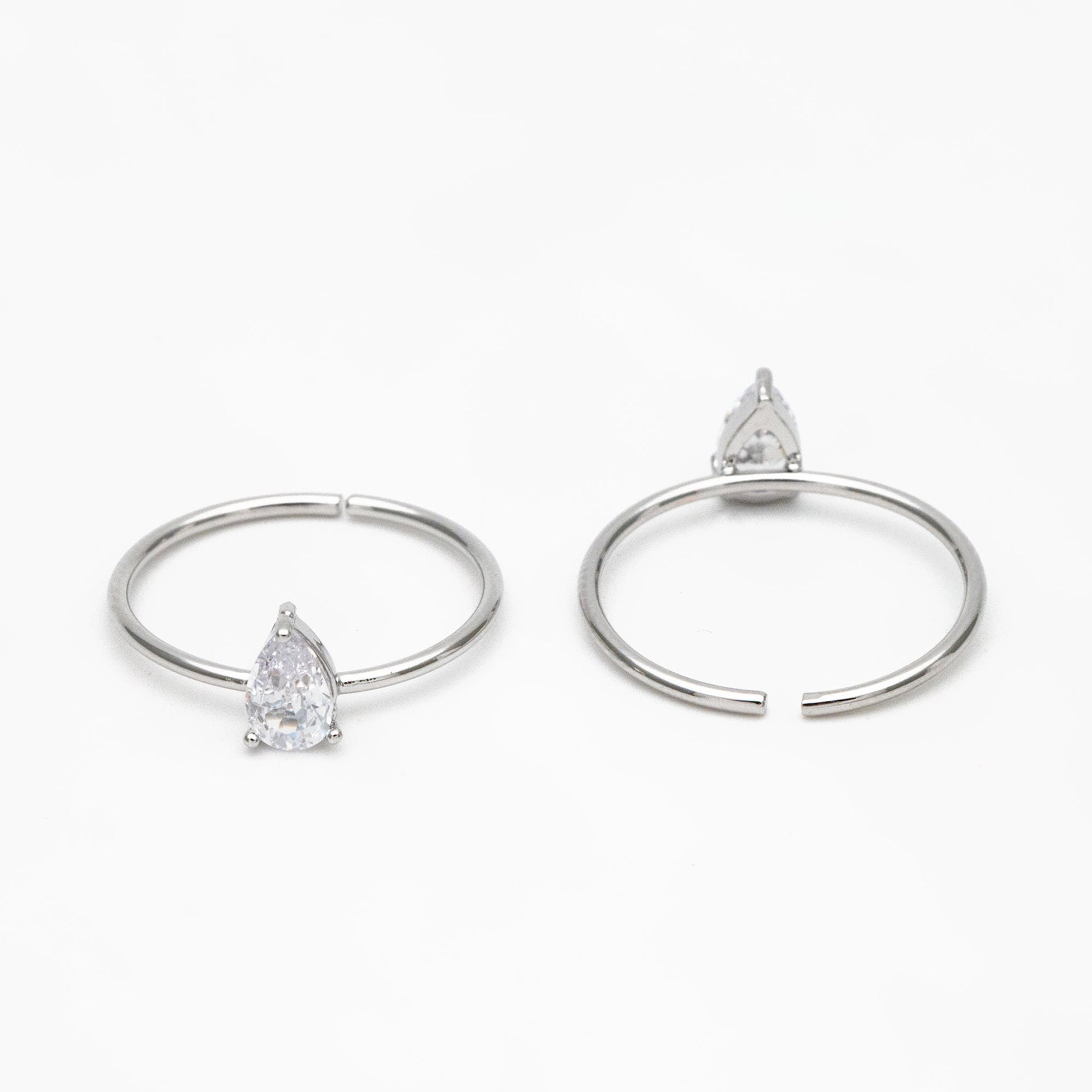 4pcs CZ Pave Gold/ Silver Teardrop Ring, Dainty Ring, Thin Ring, Everyday Ring (#GB-4184)