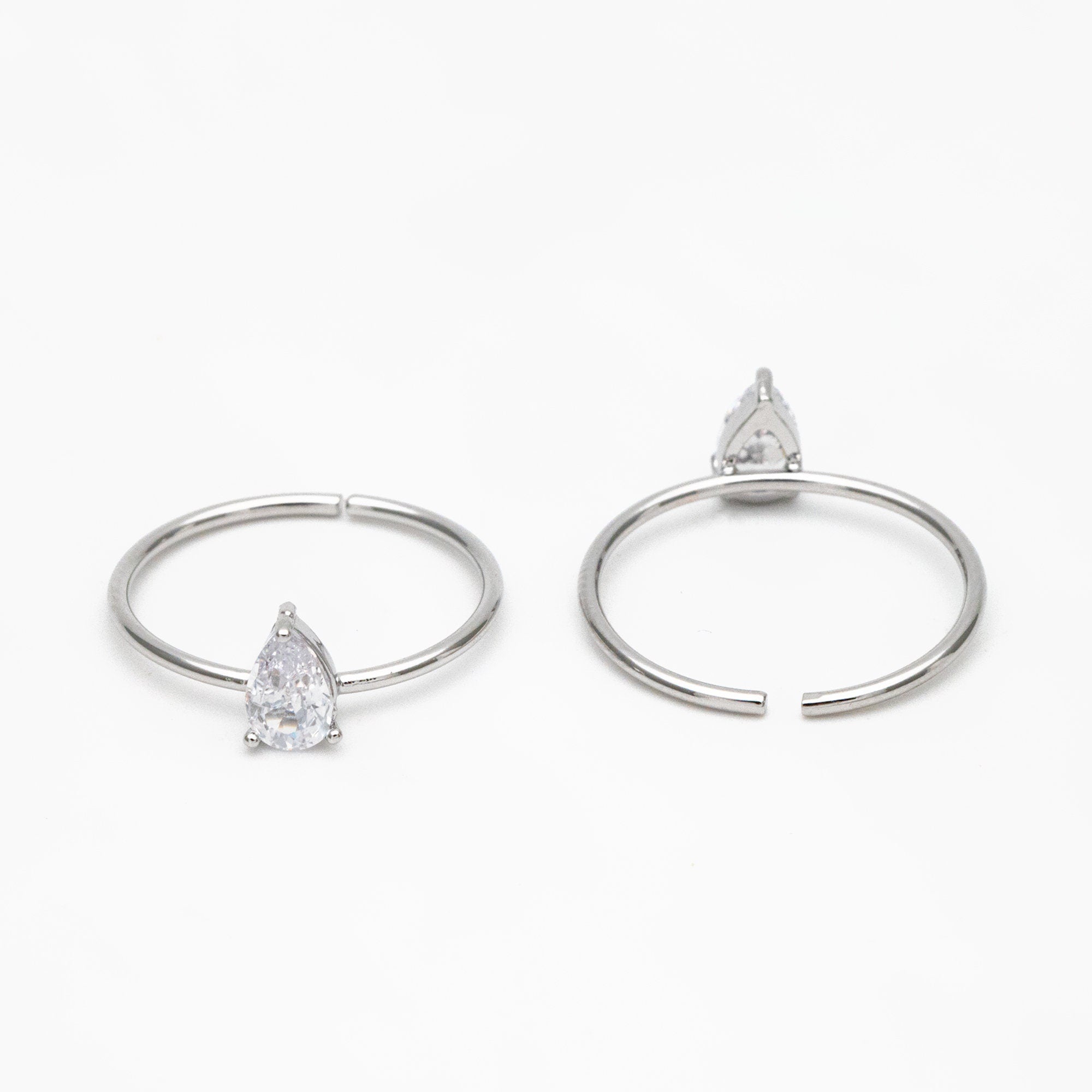 4pcs CZ Pave Gold/ Silver Teardrop Ring, Dainty Ring, Thin Ring, Everyday Ring (#GB-4184)