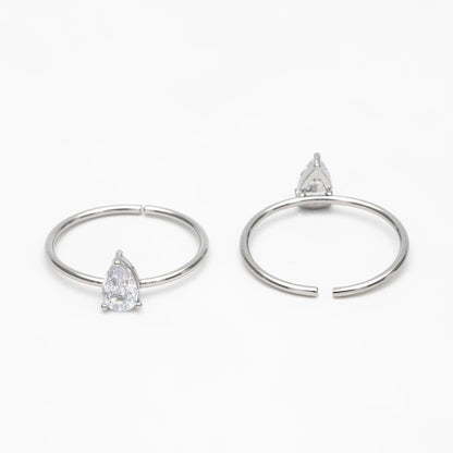 4pcs CZ Pave Gold/ Silver Teardrop Ring, Dainty Ring, Thin Ring, Everyday Ring (#GB-4184)