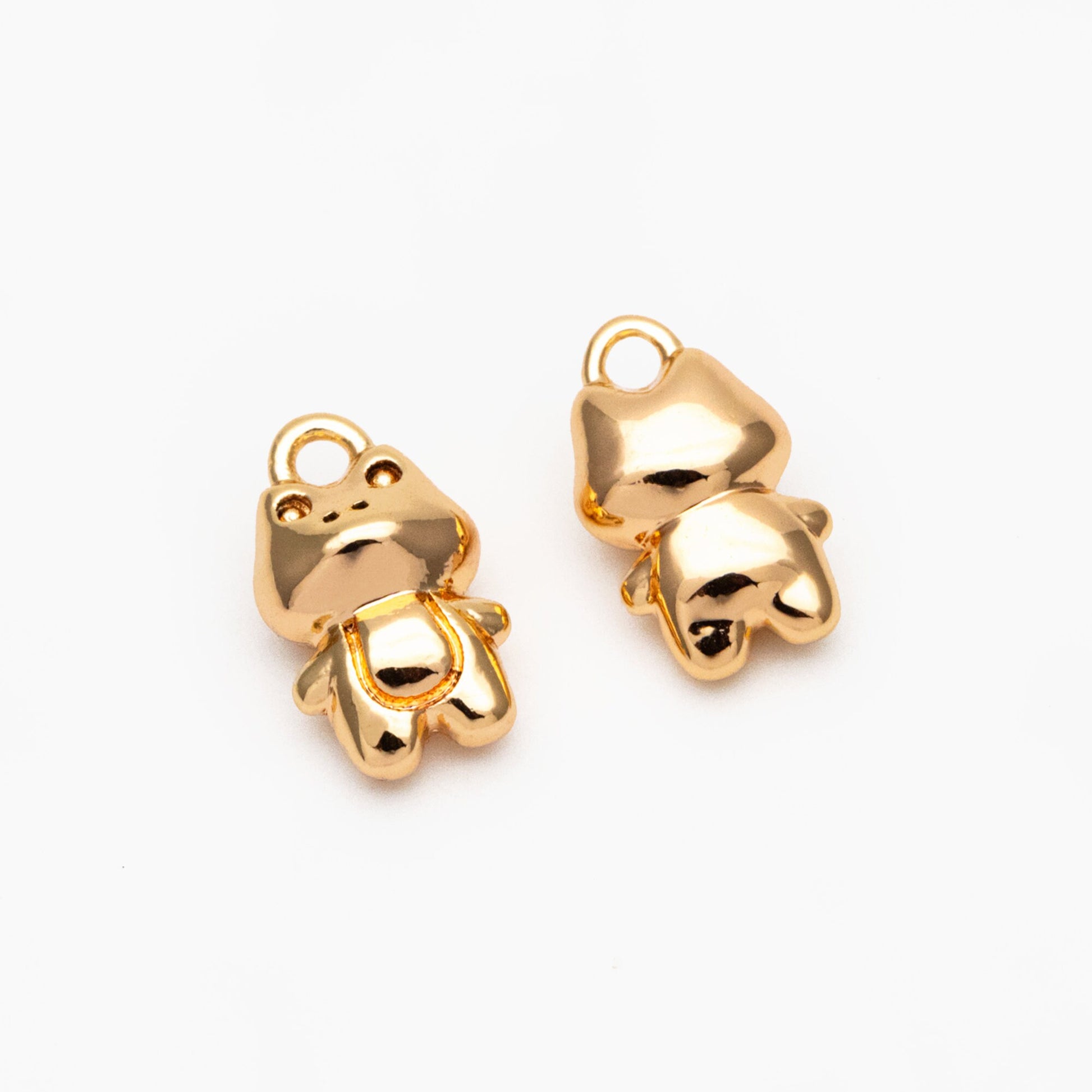 10pcs Gold Cute Frog Charm, 18K Gold Plated Brass, Kawaii Animal Charms (GB-2835-D)