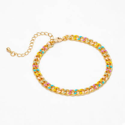 Gold plated Brass Curb Chains, Finished Enamel Bracelet/ Anklet/ Necklace with Extender Chain, Ready to Wear (#LK-594)