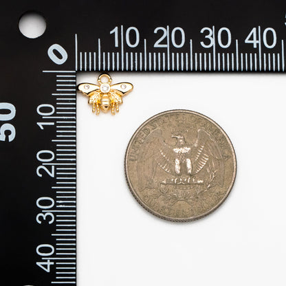 4pcs CZ Pave Gold Butterfly Charm 9x12mm, 18K Gold Plated Brass, Moth Pendants (GB-3561-L)