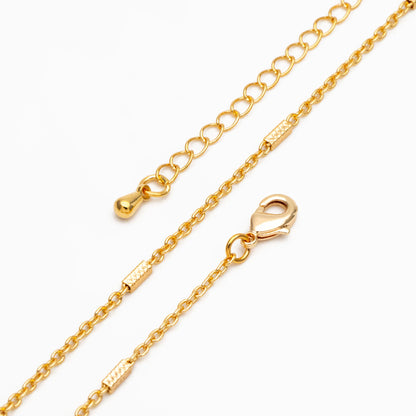 Gold/ Silver/ Rose Gold Cable Chains with Square Tube, Finished Bracelet/ Anklet/ Necklace with Extender Chain, Ready to Wear (#LK-176)