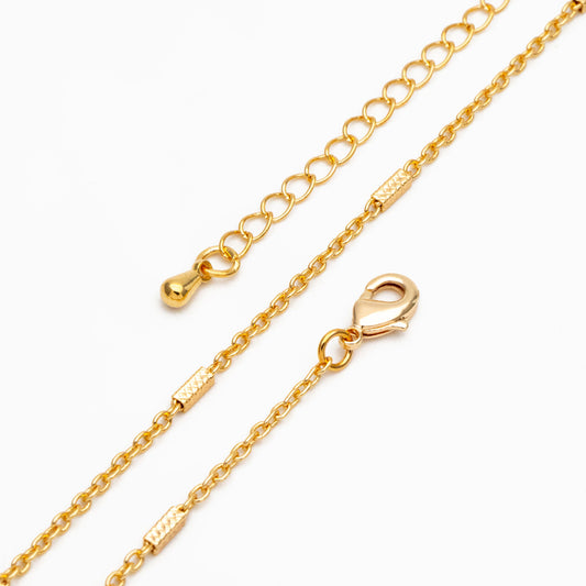 Gold/ Silver/ Rose Gold Cable Chains with Square Tube, Finished Bracelet/ Anklet/ Necklace with Extender Chain, Ready to Wear (#LK-176)