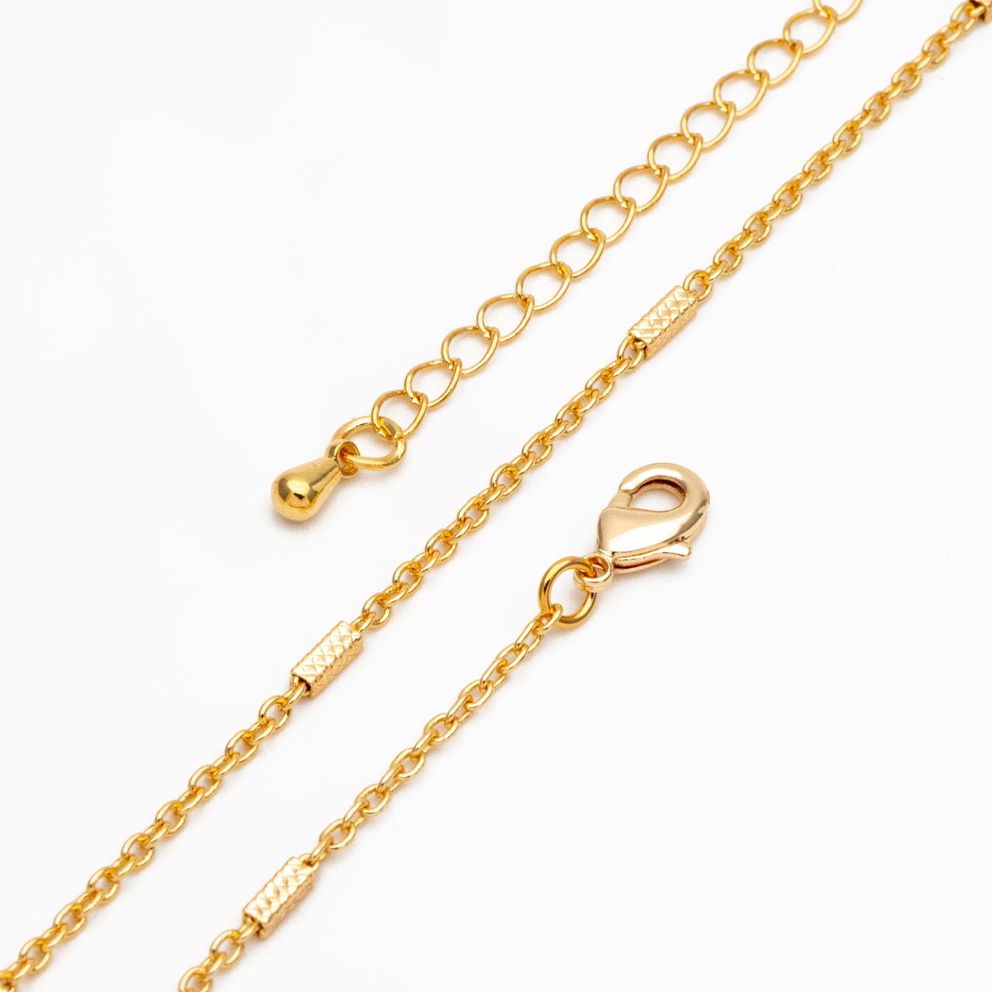 Gold/ Silver/ Rose Gold Cable Chains with Square Tube, Finished Bracelet/ Anklet/ Necklace with Extender Chain, Ready to Wear (#LK-176)