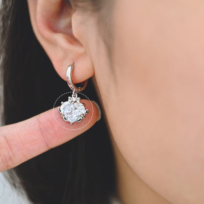 4pcs CZ Pave Gold/ Silver Heart Charms 14mm, 18K Real Gold/ Rhodium plated Brass, Dainty Earring Pendants (GB-2782-N)