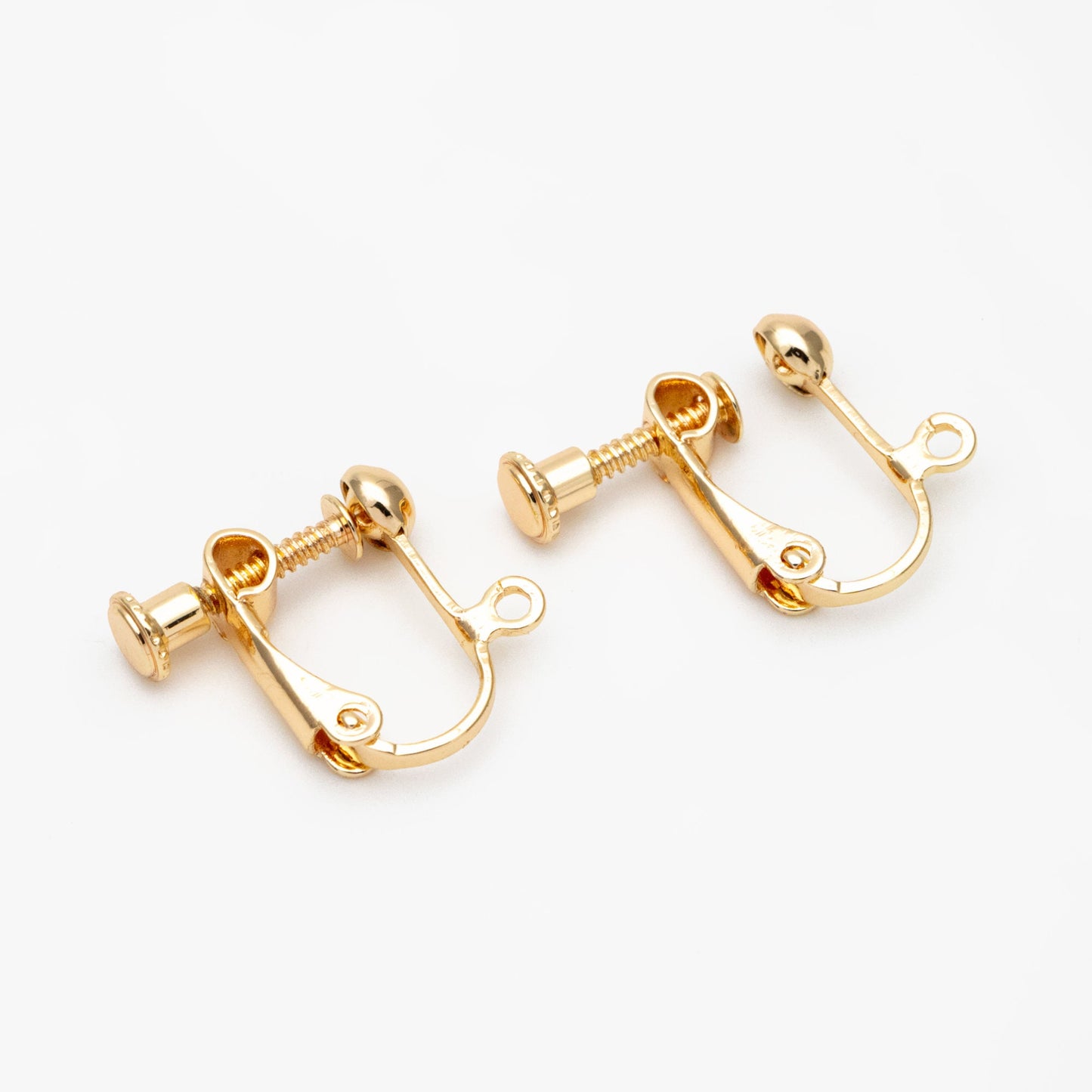 10pcs Gold/ Silver Clip-on Ear Wire, Adjustable with Hinged Screwback, Gold/ Rhodium plated Brass Earwire Earring Clips (GB-251)