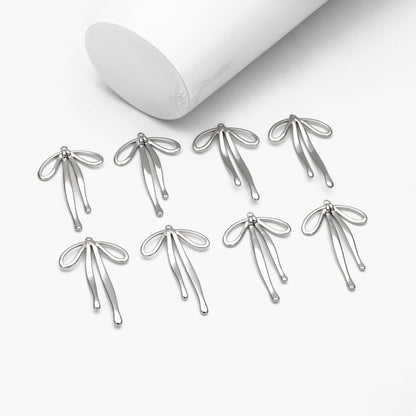 10pcs Gold/ Silver Bowknot Charms, 18K Gold/ Rhodium plated Brass Christmas Pendant (#GB-2745-F)