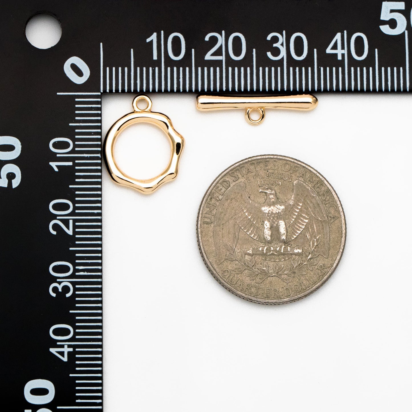 10 sets Gold/ Silver Round Toggle Clasp, Real Gold/ Rhodium plated Brass, Easy Close Clasp (#GB-1543-A)