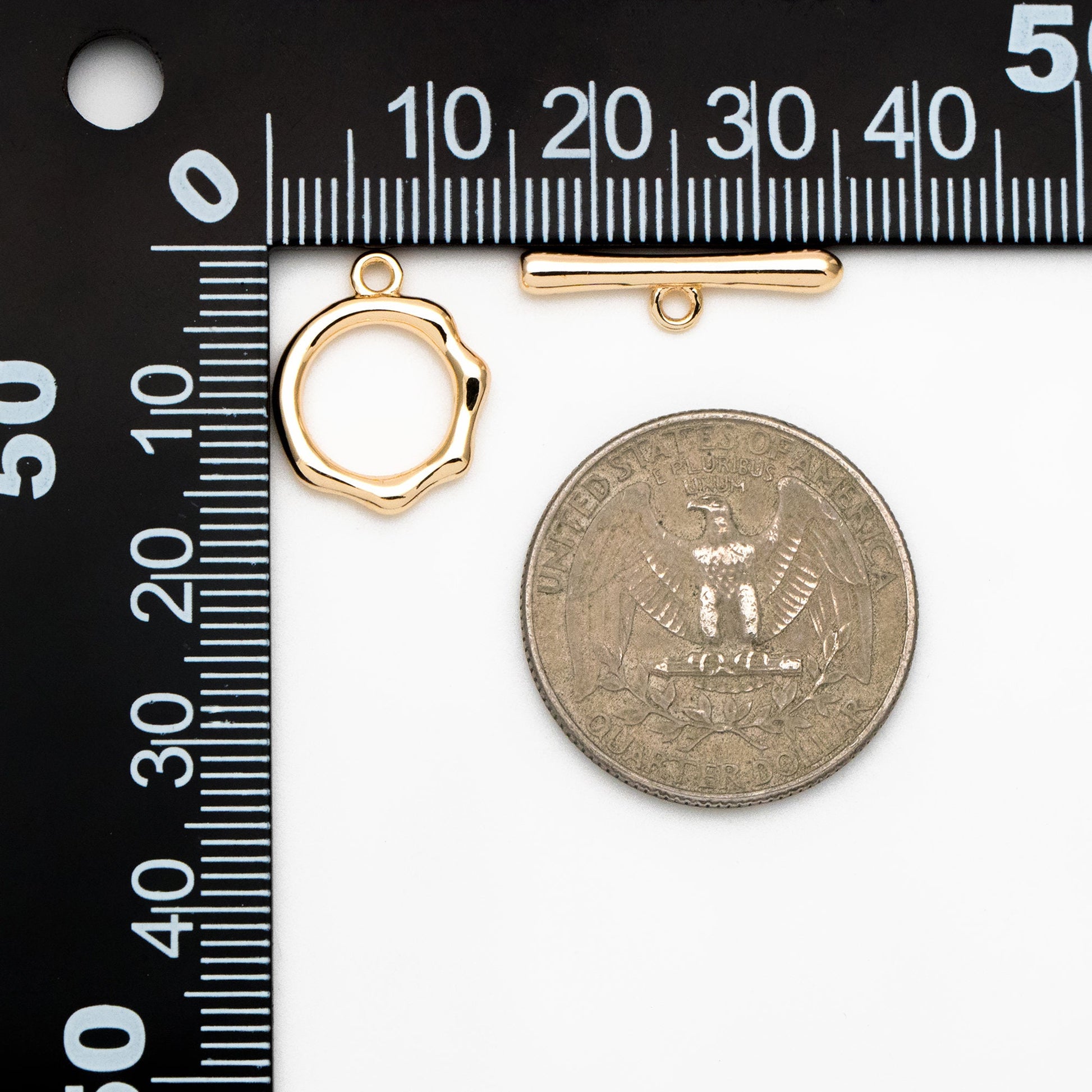 10 sets Gold/ Silver Round Toggle Clasp, Real Gold/ Rhodium plated Brass, Easy Close Clasp (#GB-1543-A)