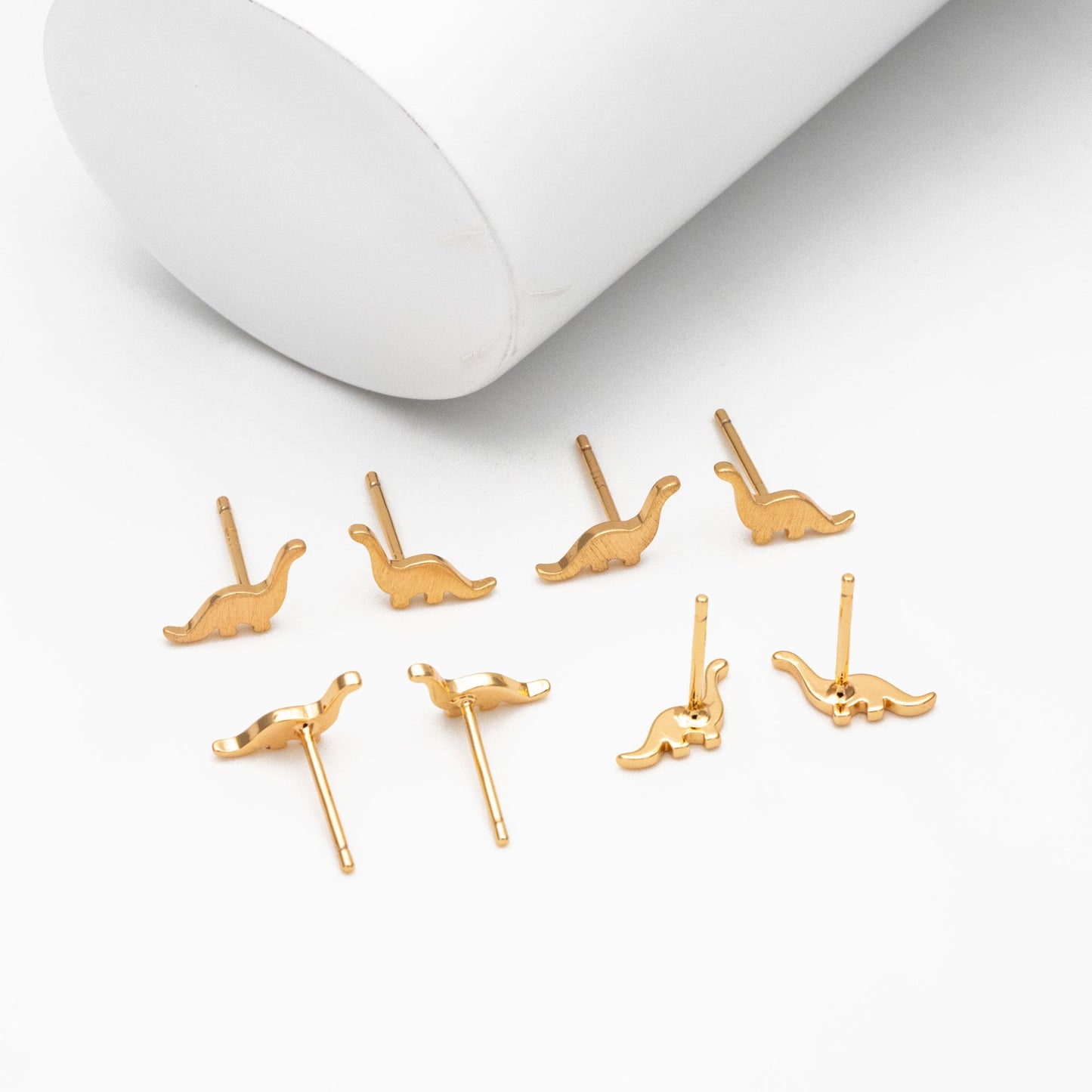 10pcs Gold/ Silver Brushed Dinosaur Earrings 6.5x10mm, Tiny Stud Earrings (GB-4209)