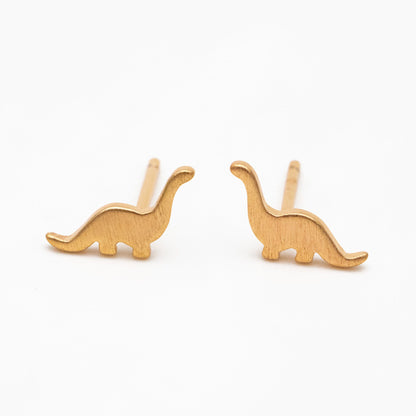 10pcs Gold/ Silver Brushed Dinosaur Earrings 6.5x10mm, Tiny Stud Earrings (GB-4209)