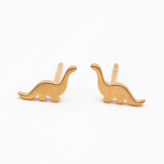 10pcs Gold/ Silver Brushed Dinosaur Earrings 6.5x10mm, Tiny Stud Earrings (GB-4209)