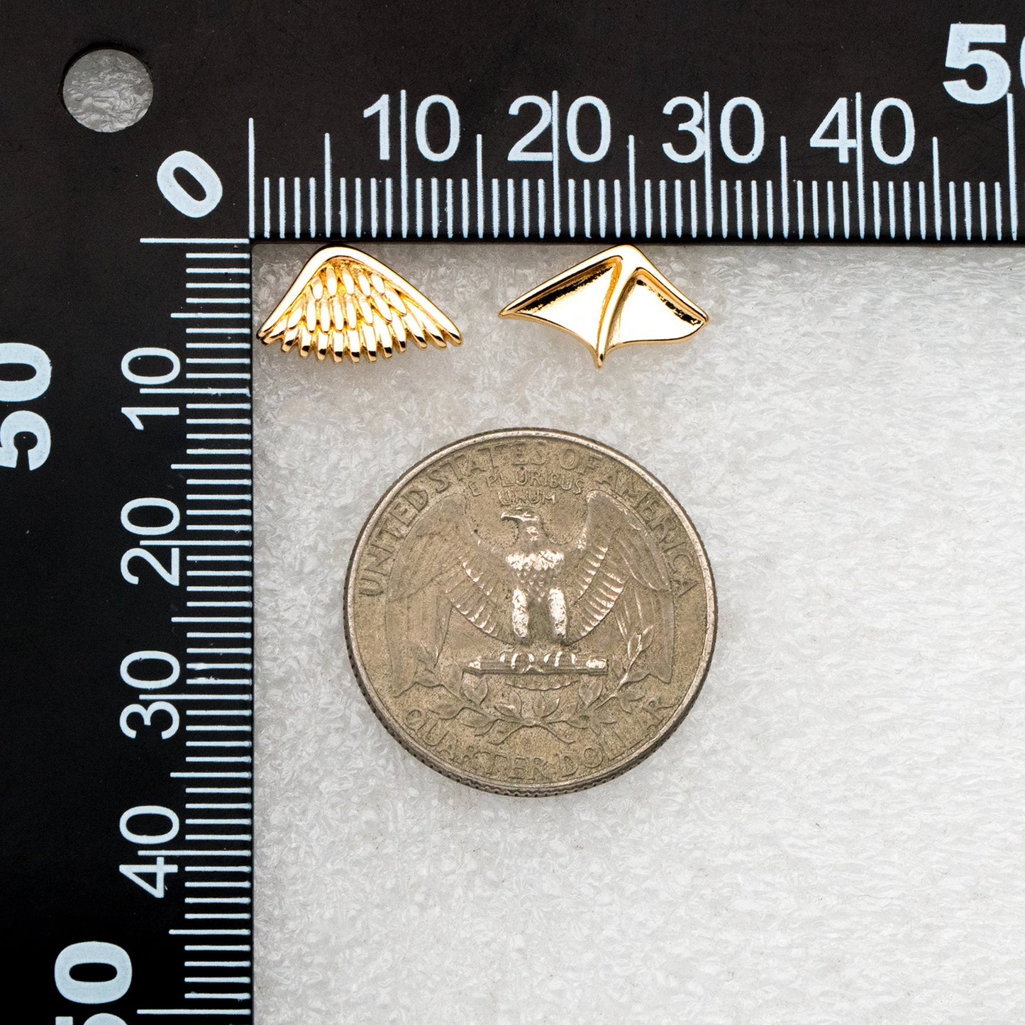 10pcs Gold Angel and Demon Wing Earrings, Gold plated Brass, Minimalist Asymmetry Earrings (GB-4210)