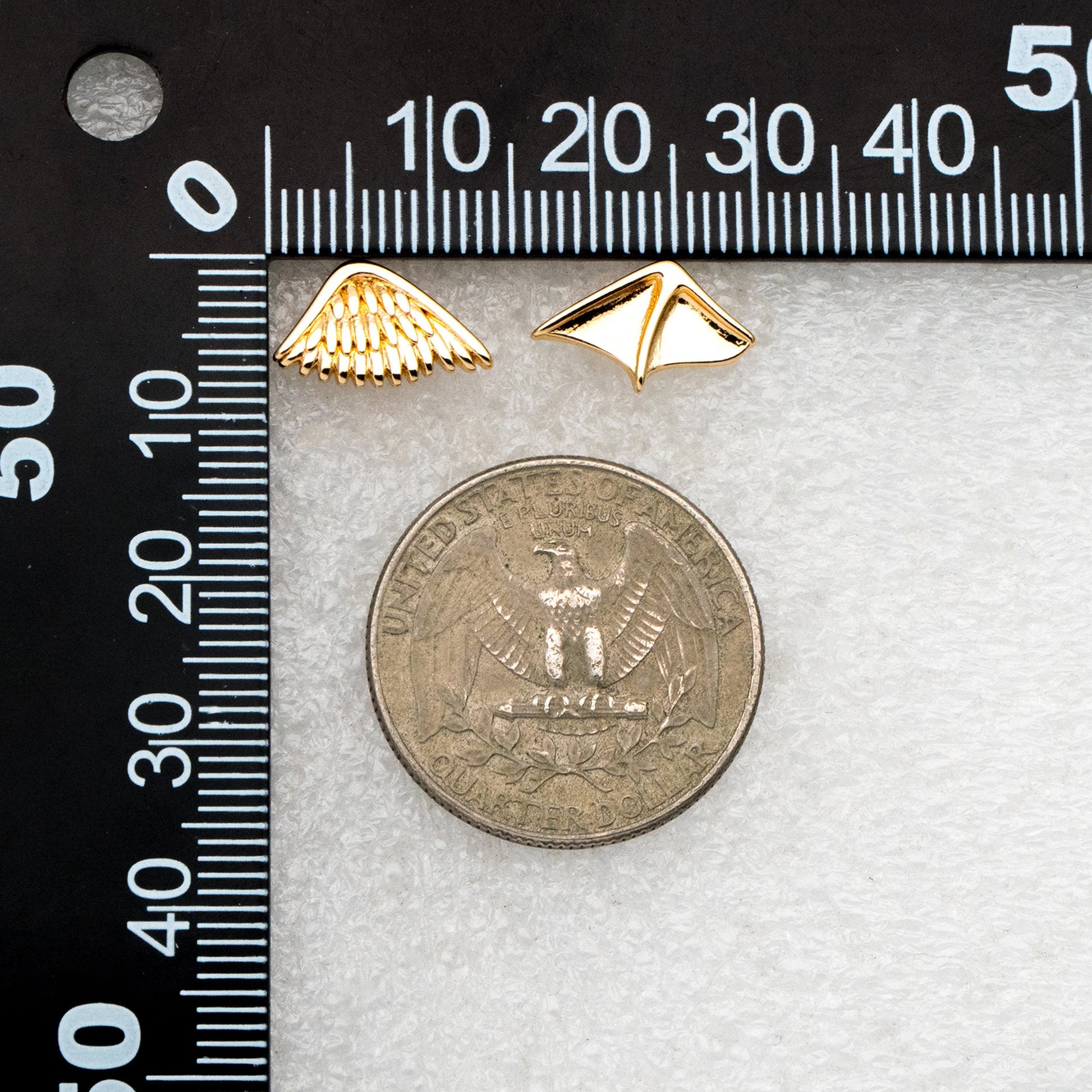 10pcs Gold Angel and Demon Wing Earrings, Gold plated Brass, Minimalist Asymmetry Earrings (GB-4210)