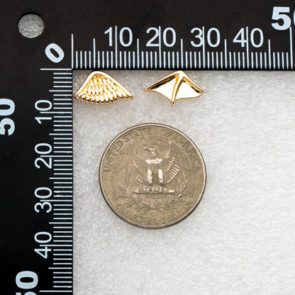 10pcs Gold Angel and Demon Wing Earrings, Gold plated Brass, Minimalist Asymmetry Earrings (GB-4210)