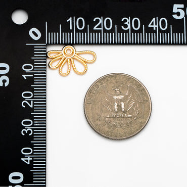 10pcs Gold Hollow Flower Charms 11x18mm, Real Gold plated Brass, Earring Charms, Earring Components (GB-4211)