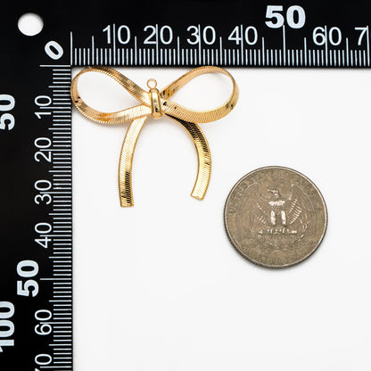 10pcs Gold/ Rhodium plated Bowknot Charms, Large Bow Knot Pendants 35x37mm (#GB-2745-G)