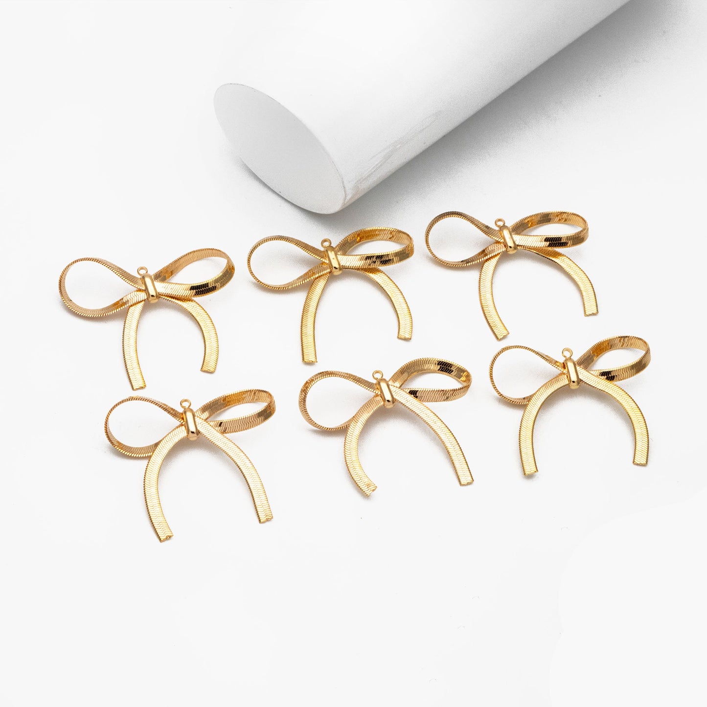 10pcs Gold/ Rhodium plated Bowknot Charms, Large Bow Knot Pendants 35x37mm (#GB-2745-G)