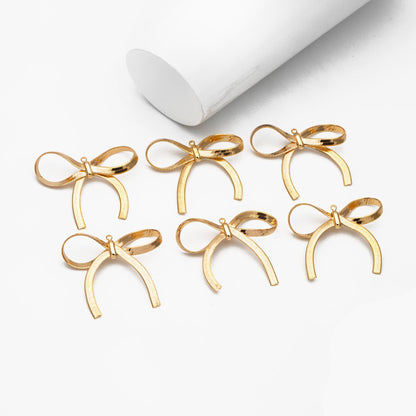 10pcs Gold/ Rhodium plated Bowknot Charms, Large Bow Knot Pendants 35x37mm (#GB-2745-G)