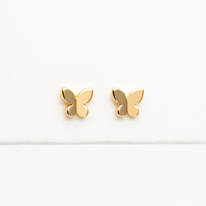 10pcs Gold/ Silver Tiny Butterfly Earrings, Gold/ Rhodium plated Brass, Minimalist Butterfly Ear Studs (GB-4217-C)