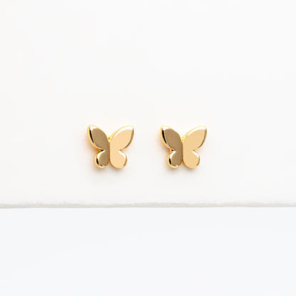 10pcs Gold/ Silver Tiny Butterfly Earrings, Gold/ Rhodium plated Brass, Minimalist Butterfly Ear Studs (GB-4217-C)
