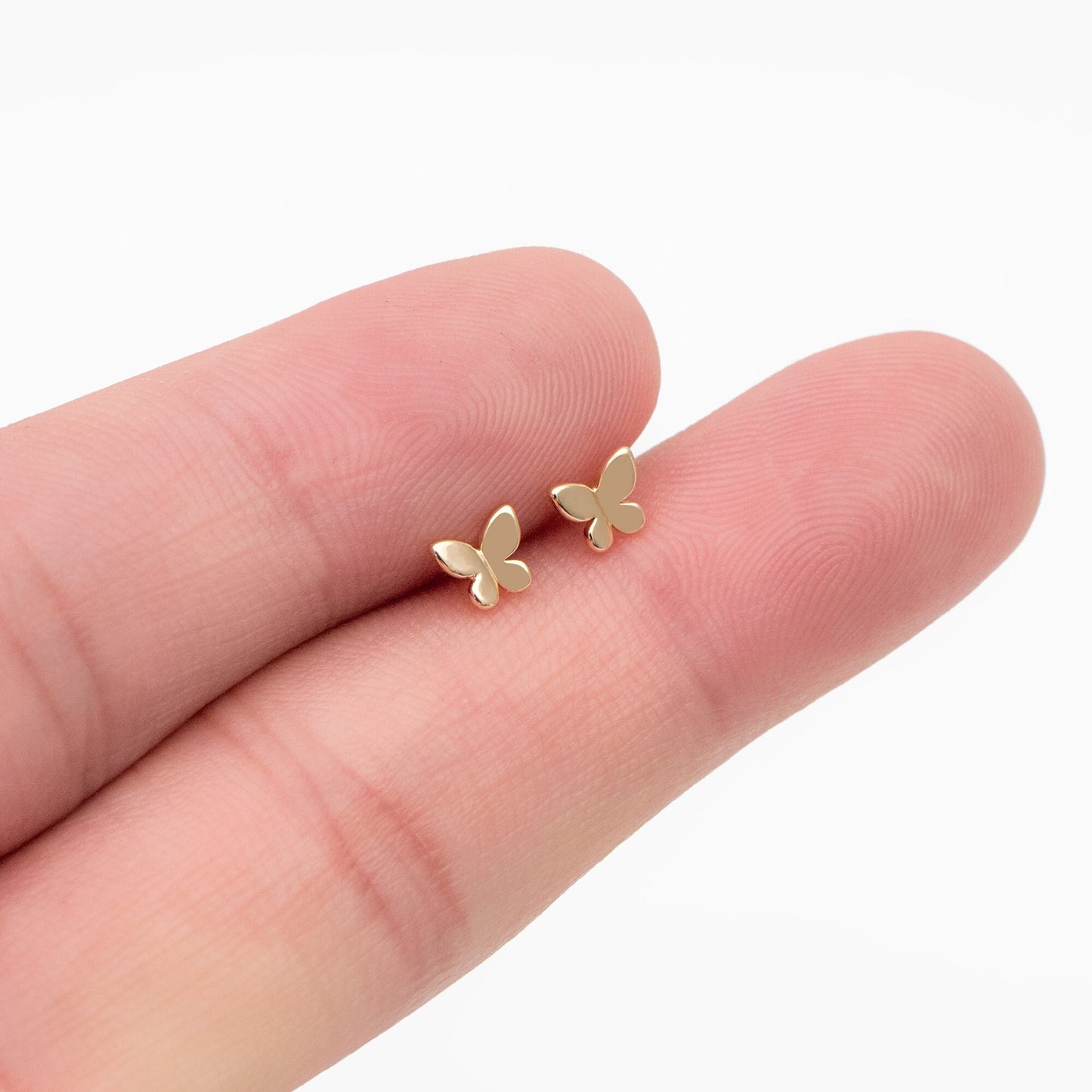 10pcs Gold/ Silver Tiny Butterfly Earrings, Gold/ Rhodium plated Brass, Minimalist Butterfly Ear Studs (GB-4217)