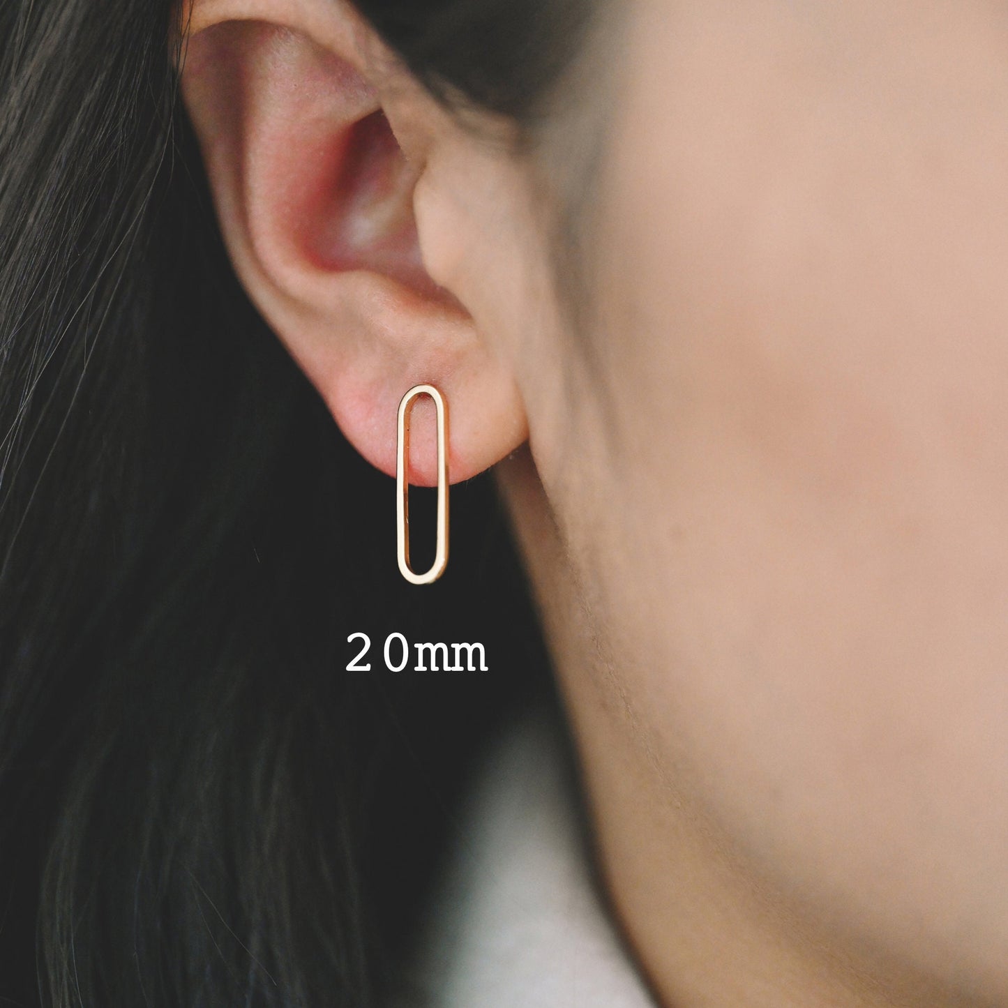 10pcs Long Oval Hoop Ear Posts, 18K Gold/ Rhodium plated Brass, Geometric Stud Earring, 20mm / 25mm, DIY Ear Wire Findings (GB-711)