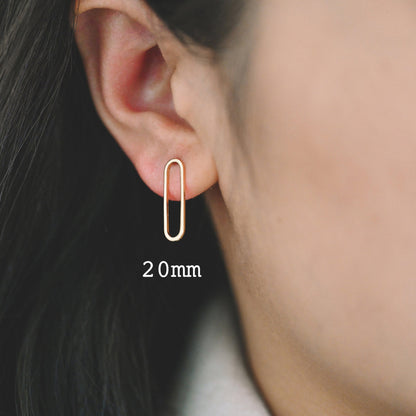 10pcs Long Oval Hoop Ear Posts, 18K Gold/ Rhodium plated Brass, Geometric Stud Earring, 20mm / 25mm, DIY Ear Wire Findings (GB-711)