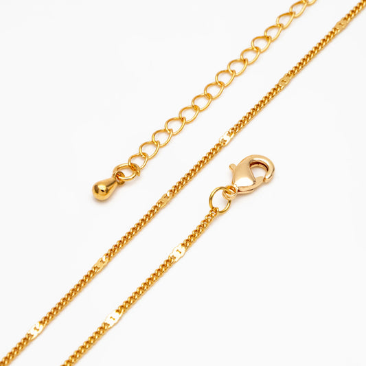 Dainty Gold/ Silver Curb Chains 1.3mm, Finished Bracelet/ Anklet/ Necklace with Adjustable Extender, Ready to Wear (#LK-128)