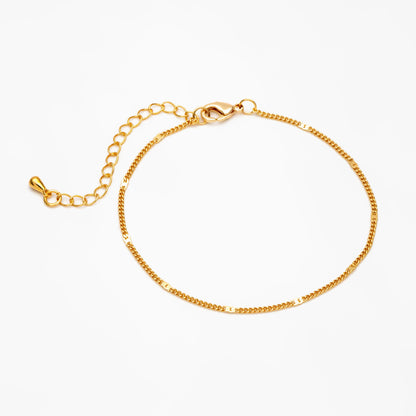 Dainty Gold/ Silver Curb Chains 1.3mm, Finished Bracelet/ Anklet/ Necklace with Adjustable Extender, Ready to Wear (#LK-128)