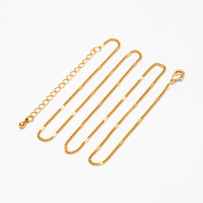 Dainty Gold/ Silver Curb Chains 1.3mm, Finished Bracelet/ Anklet/ Necklace with Adjustable Extender, Ready to Wear (#LK-128)