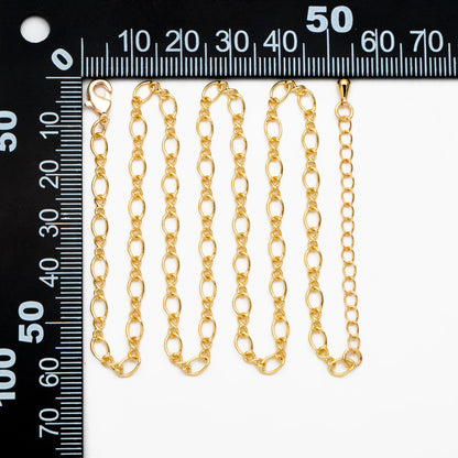 Dainty Gold Figaro Chains 3.5mm, Finished Bracelet/ Anklet/ Necklace with Extender Chain, Ready to Wear (#LK-151)