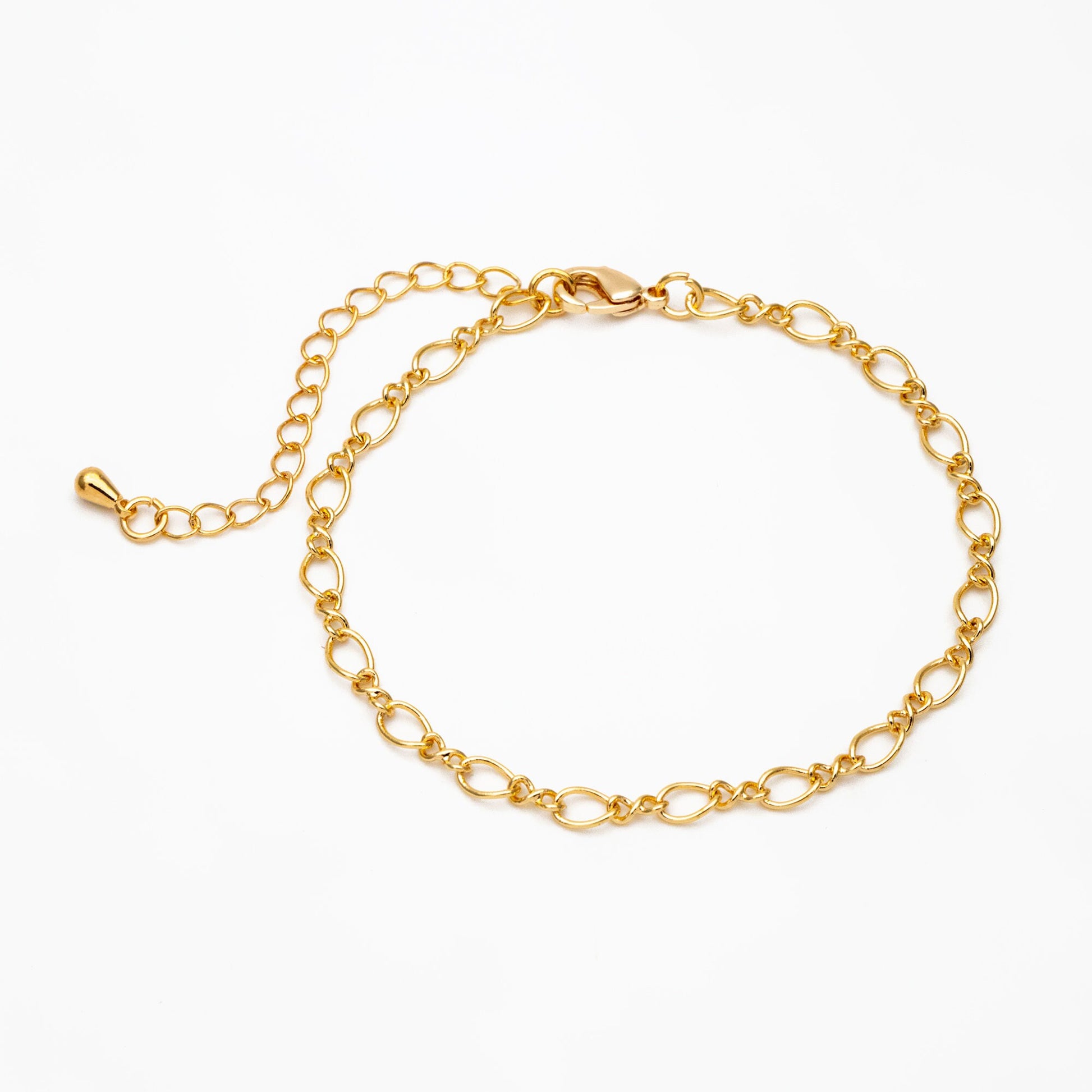 Dainty Gold Figaro Chains 3.5mm, Finished Bracelet/ Anklet/ Necklace with Extender Chain, Ready to Wear (#LK-151)