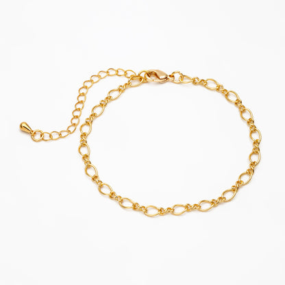 Dainty Gold Figaro Chains 3.5mm, Finished Bracelet/ Anklet/ Necklace with Extender Chain, Ready to Wear (#LK-151)